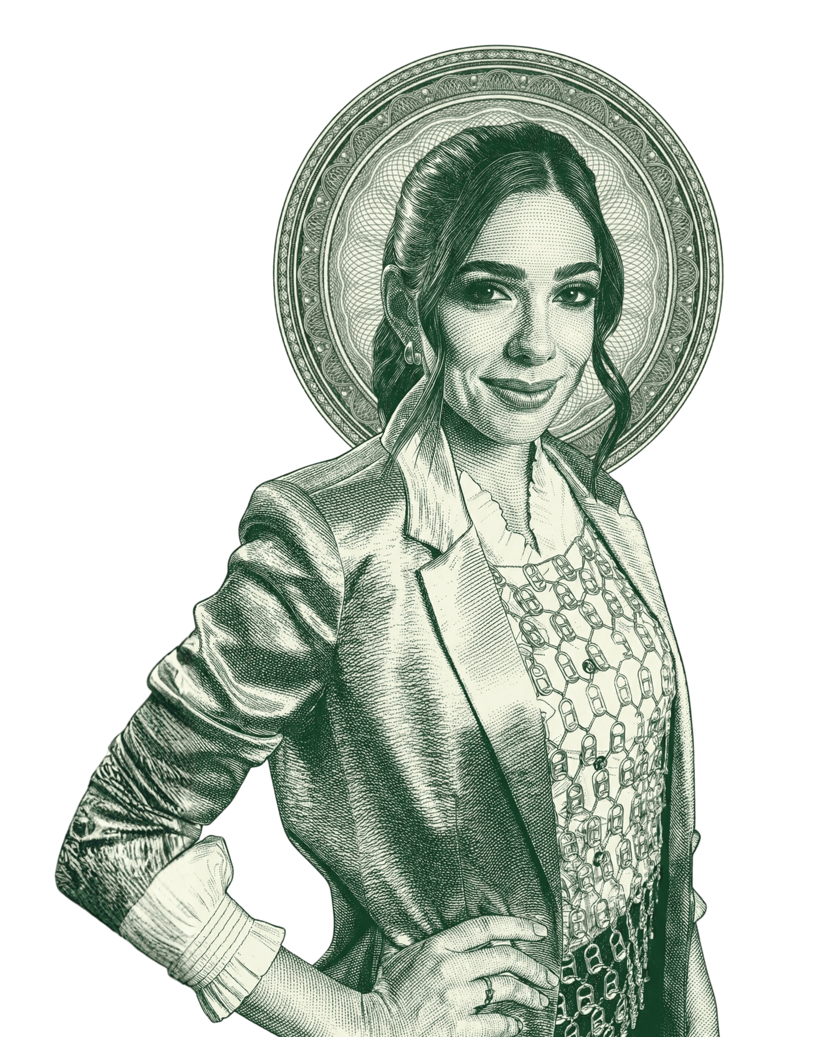 Engraved portrait illustration for a couple splitting bills by income